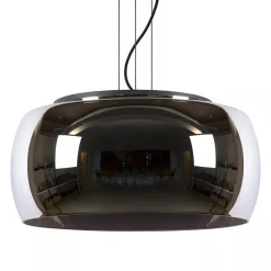 Online Straluma Grote hanglamp zwart met smoke glazen kap
