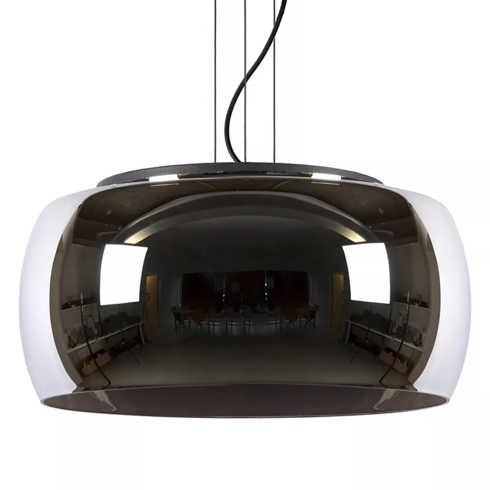Online Straluma Grote hanglamp zwart met smoke glazen kap