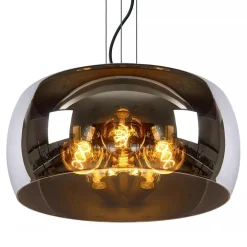 Online Straluma Grote hanglamp zwart met smoke glazen kap