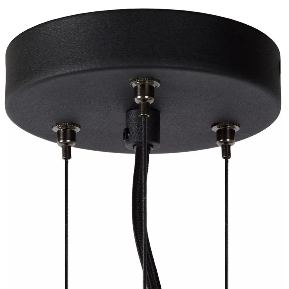 Online Straluma Grote hanglamp zwart met smoke glazen kap