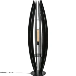 Cheap Straluma Grote houten vloerlamp mat zwart