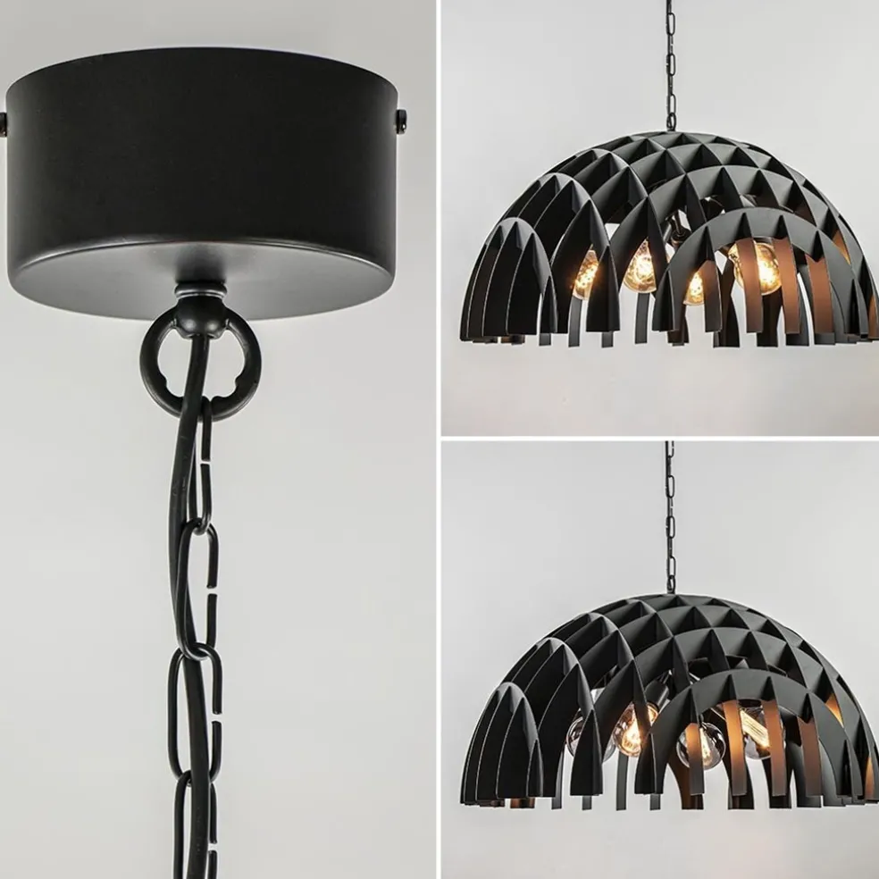 Outlet Straluma Grote koepel hanglamp Dome mat zwart metaal