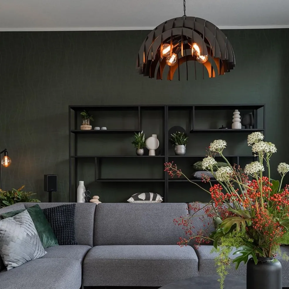 Outlet Straluma Grote koepel hanglamp Dome mat zwart metaal