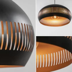 Cheap Straluma Grote koepel hanglamp zwart met goud 50 cm