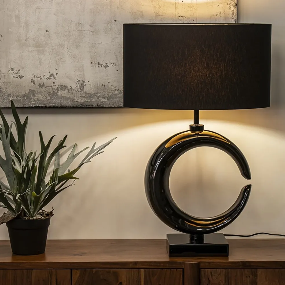 Outlet Straluma Grote lampvoet Maan shiny zwart