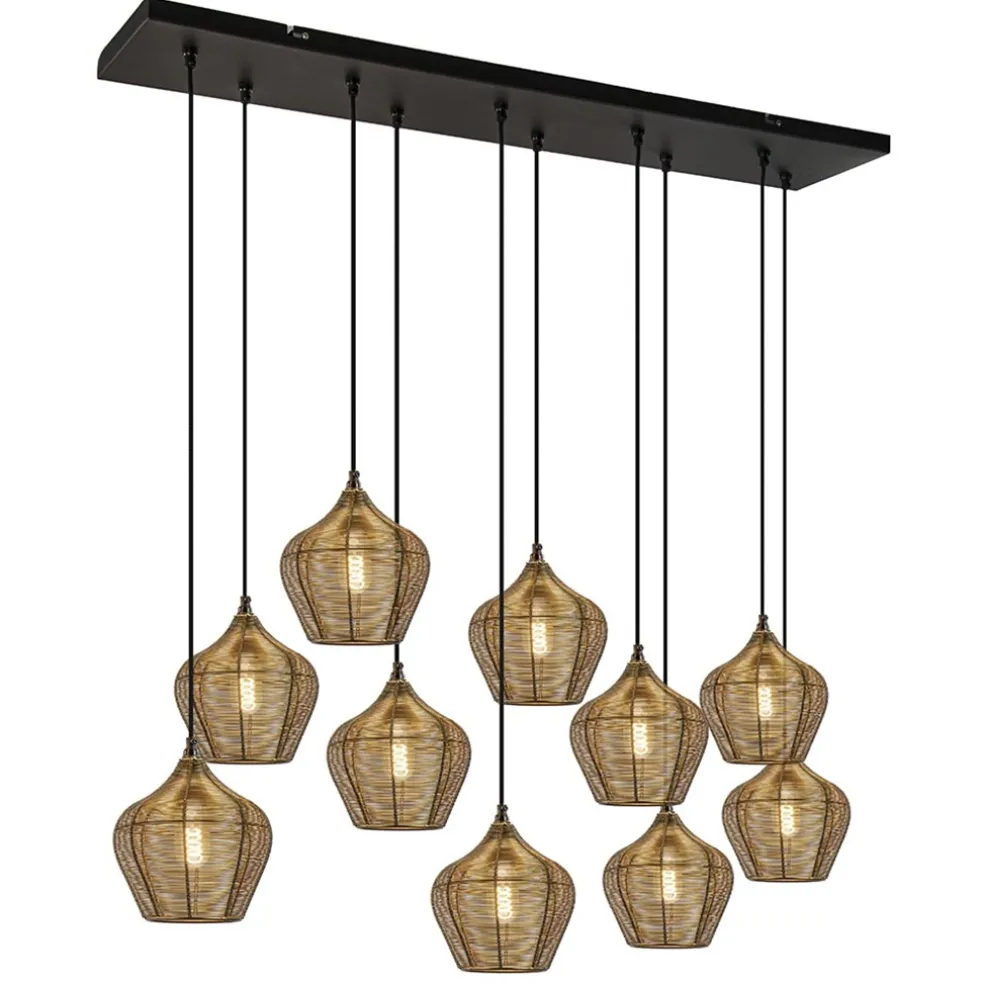 Sale Straluma Grote landelijke hanglamp 10-lichts antiek brons Alvaro