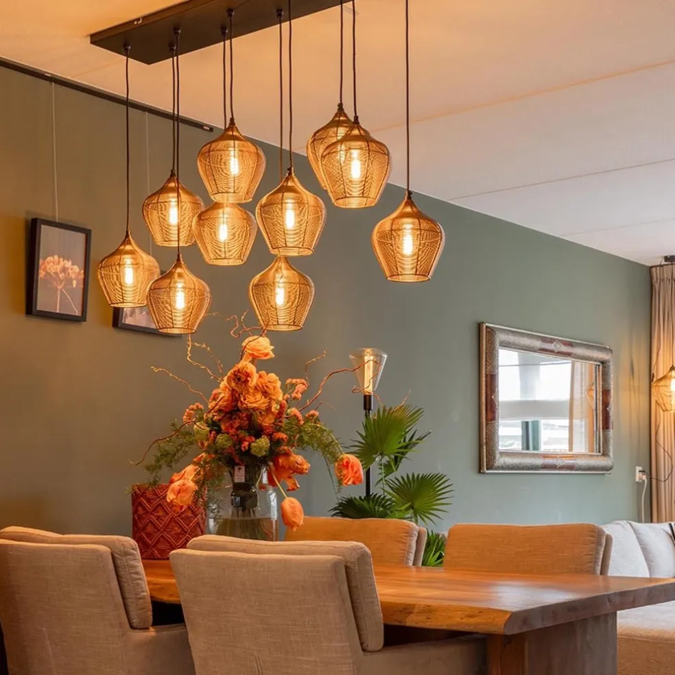 Sale Straluma Grote landelijke hanglamp 10-lichts antiek brons Alvaro