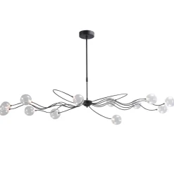New Straluma Grote LED hanglamp zwart met helder glazen bollen