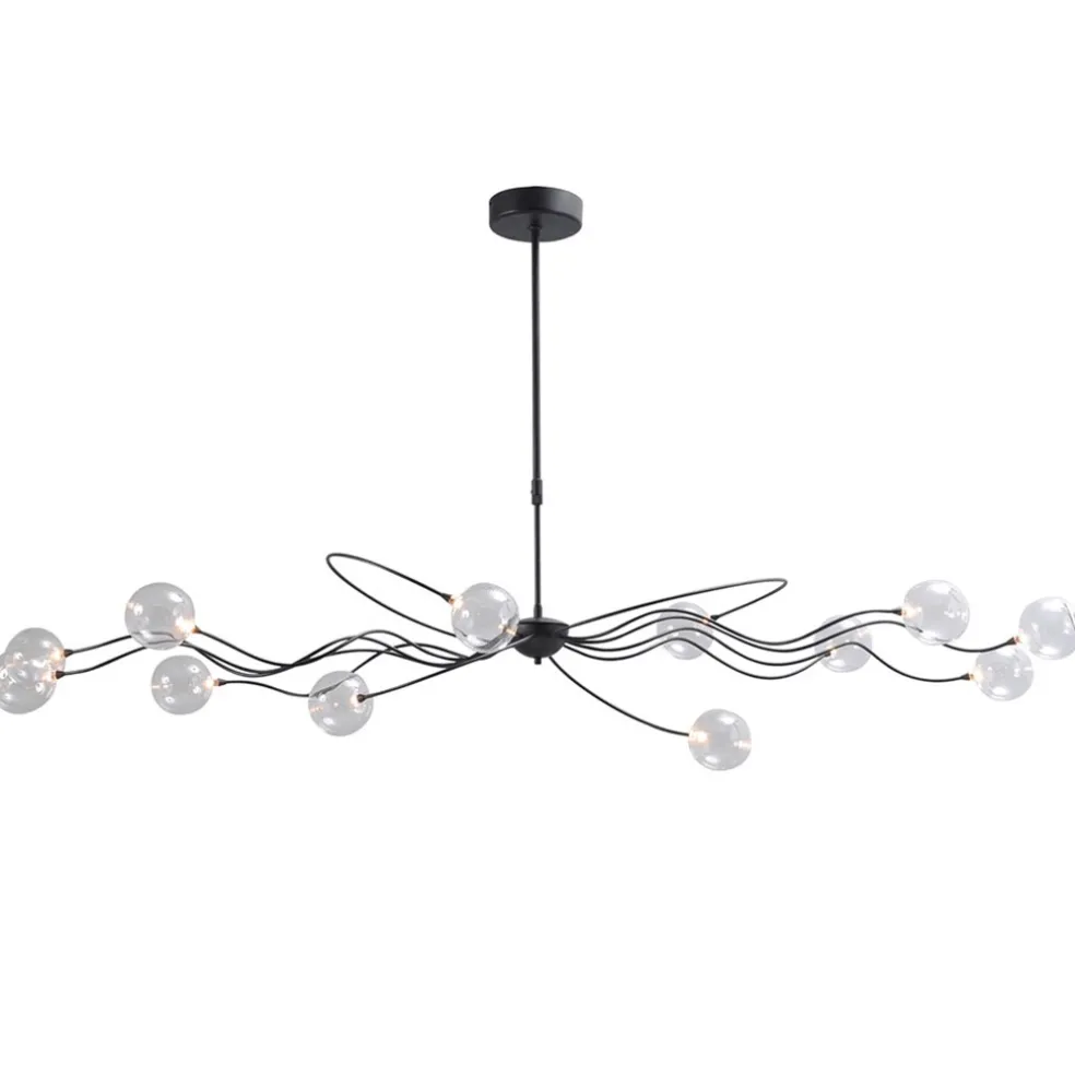 New Straluma Grote LED hanglamp zwart met helder glazen bollen