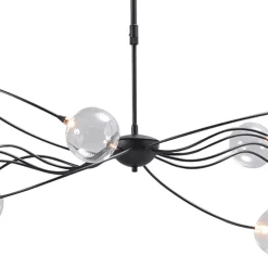 New Straluma Grote LED hanglamp zwart met helder glazen bollen