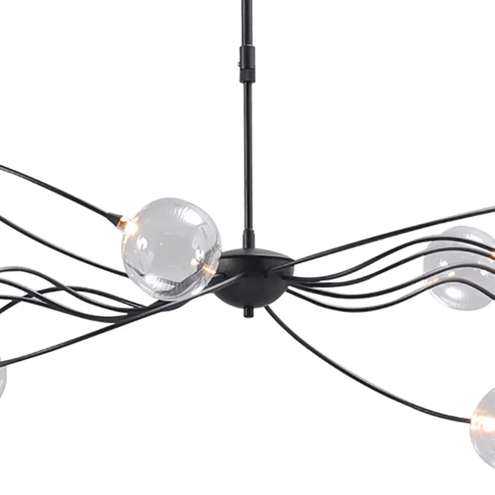New Straluma Grote LED hanglamp zwart met helder glazen bollen