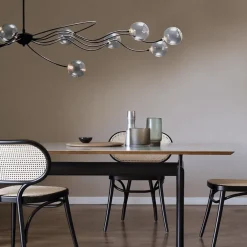 New Straluma Grote LED hanglamp zwart met helder glazen bollen