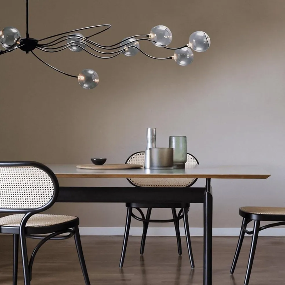 New Straluma Grote LED hanglamp zwart met helder glazen bollen