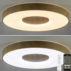 Best Straluma Grote LED plafondlamp met houtlook 65 cm