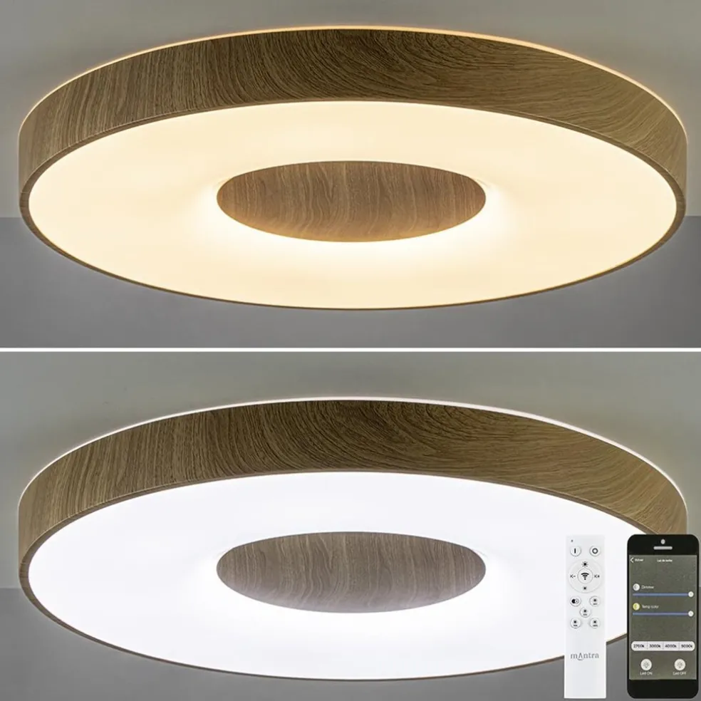 Best Straluma Grote LED plafondlamp met houtlook 65 cm