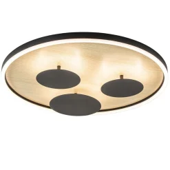 Cheap Straluma Grote LED plafondlamp zwart met houtlook dimbaar