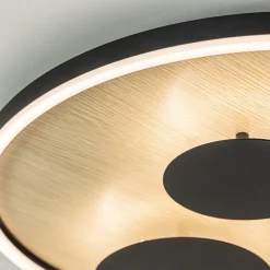 Cheap Straluma Grote LED plafondlamp zwart met houtlook dimbaar