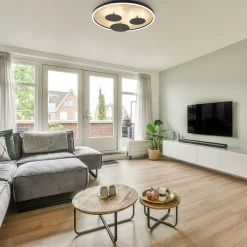 Cheap Straluma Grote LED plafondlamp zwart met houtlook dimbaar