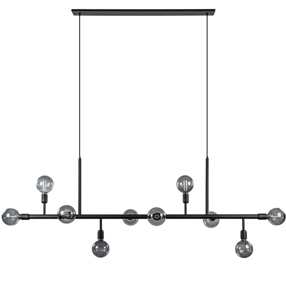 Shop Straluma Grote 10-lichts eettafelhanglamp zwart exclusief lichtbronnen