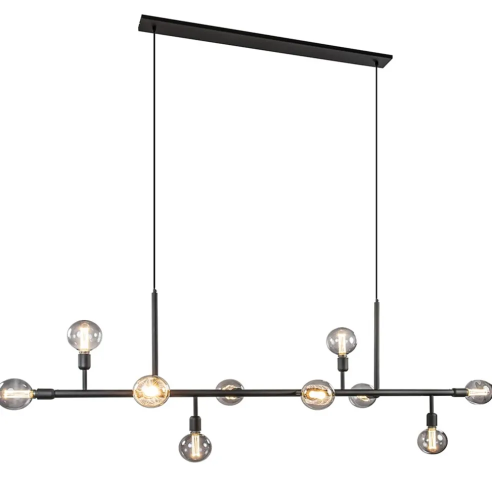 Shop Straluma Grote 10-lichts eettafelhanglamp zwart exclusief lichtbronnen