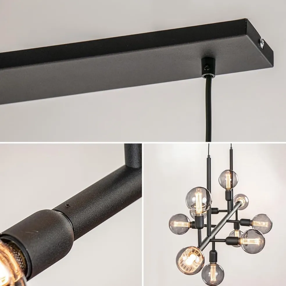 Shop Straluma Grote 10-lichts eettafelhanglamp zwart exclusief lichtbronnen