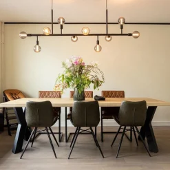 Shop Straluma Grote 10-lichts eettafelhanglamp zwart exclusief lichtbronnen