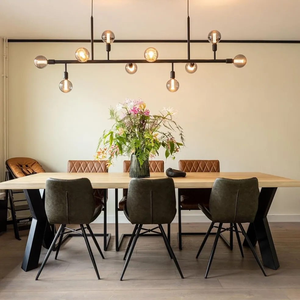 Shop Straluma Grote 10-lichts eettafelhanglamp zwart exclusief lichtbronnen