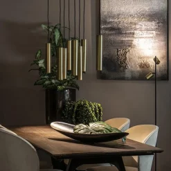 New Straluma Grote 8-lichts hanglamp cilinder zwart met goud