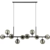 Fashion Straluma Grote 10-lichts hanglamp mat zwart met smoke glazen bollen