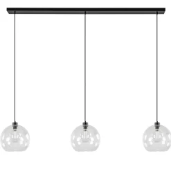 Flash Sale Straluma Grote 3-lichts hanglamp met helder glas en zwarte balk