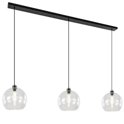 Flash Sale Straluma Grote 3-lichts hanglamp met helder glas en zwarte balk