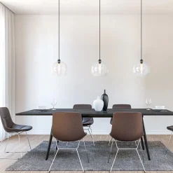 Flash Sale Straluma Grote 3-lichts hanglamp met helder glas en zwarte balk