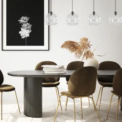 New Straluma Grote 4-lichts hanglamp zwart met helder glazen bollen