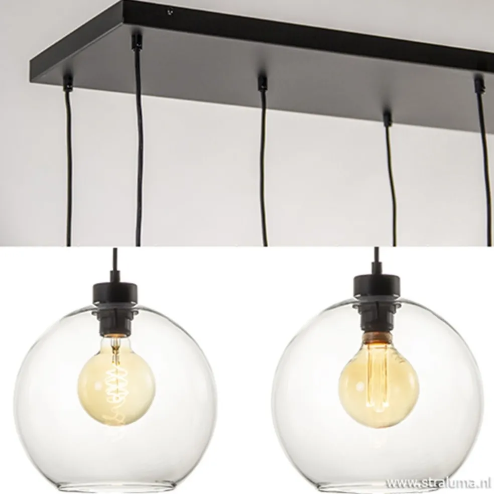 Outlet Straluma Grote 8-lichts multipendel/ hanglamp met helder glas