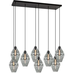 Store Straluma Grote 8-lichts multipendel hanglamp smoke glas ruit
