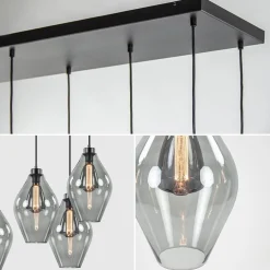 Store Straluma Grote 8-lichts multipendel hanglamp smoke glas ruit