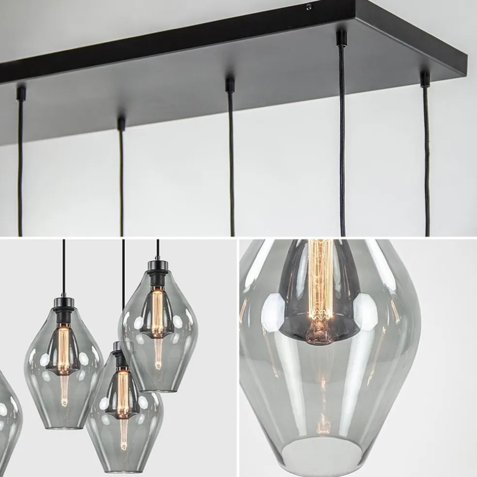 Store Straluma Grote 8-lichts multipendel hanglamp smoke glas ruit