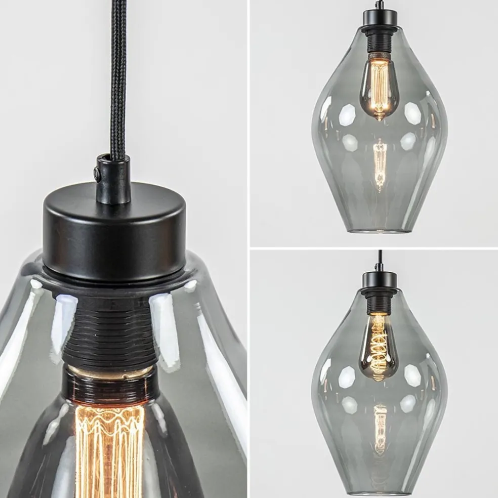 Store Straluma Grote 8-lichts multipendel hanglamp smoke glas ruit