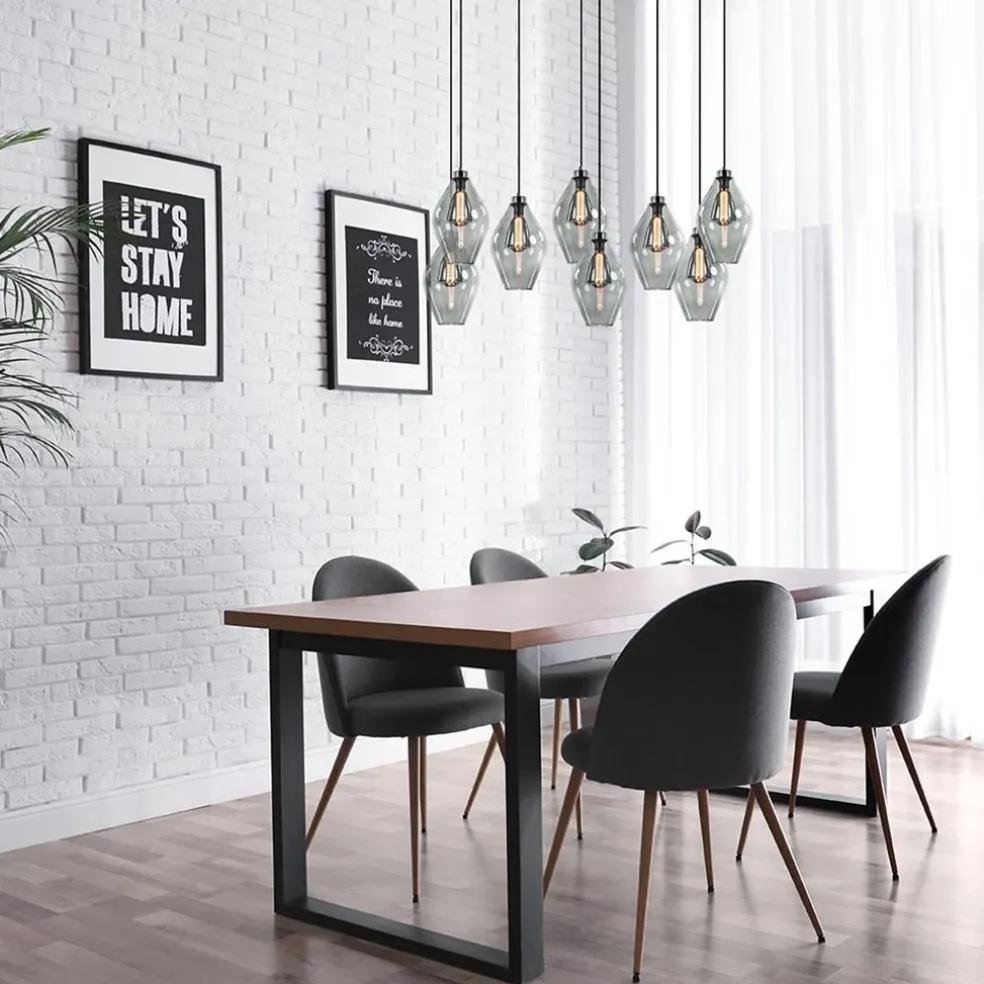 Store Straluma Grote 8-lichts multipendel hanglamp smoke glas ruit