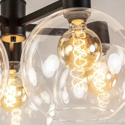 Hot Straluma Grote 5-lichts plafondlamp helder glas