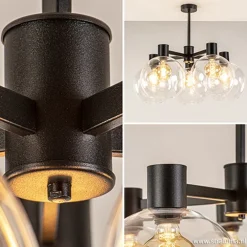 Hot Straluma Grote 5-lichts plafondlamp helder glas