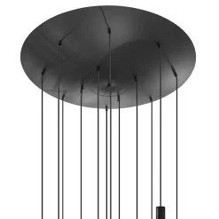 Best Straluma Grote 12-lichts videlamp mat zwart met zwarte pendels