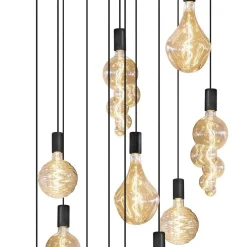 Best Straluma Grote 12-lichts videlamp mat zwart met zwarte pendels