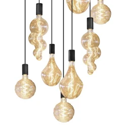 Best Straluma Grote 12-lichts videlamp mat zwart met zwarte pendels