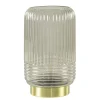 Fashion Straluma Grote Lipa tafellamp batterijen warm licht grijs ribbel glas