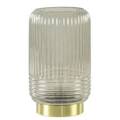 Fashion Straluma Grote Lipa tafellamp batterijen warm licht grijs ribbel glas