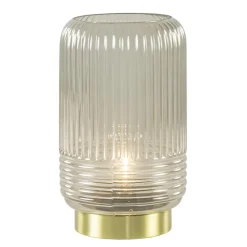 Fashion Straluma Grote Lipa tafellamp batterijen warm licht grijs ribbel glas