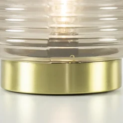 Fashion Straluma Grote Lipa tafellamp batterijen warm licht grijs ribbel glas
