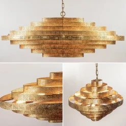 New Straluma Grote metalen hanglamp ovaal brons