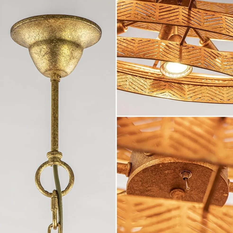 New Straluma Grote metalen hanglamp ovaal brons